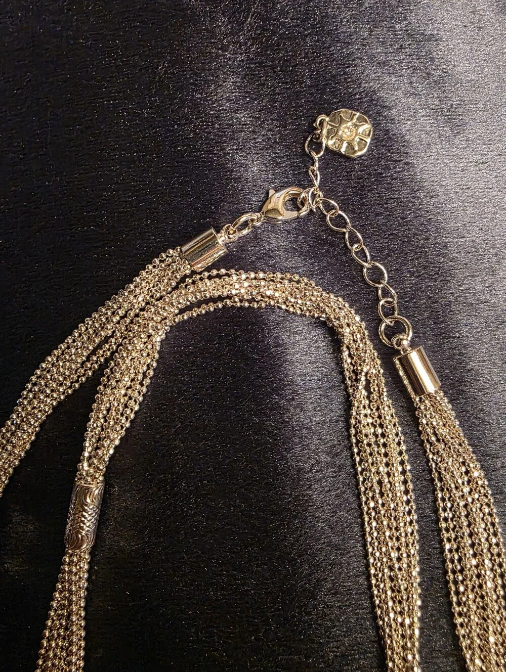 Monet Liquid Silver Multi Strand Mesh Chain Waterfall Statement Necklace Layered